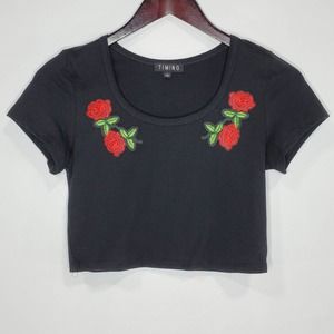 Timing Rose Applique Size L Cropped Top